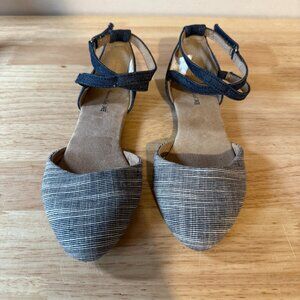 Girls American Eagle Strappy Blue Denim-Look Flat